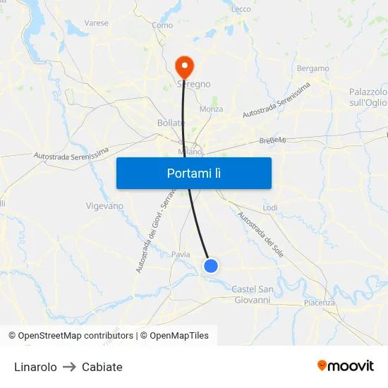 Linarolo to Cabiate map