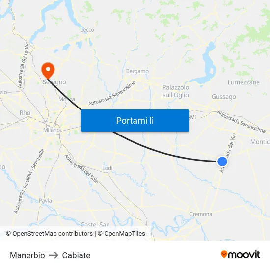 Manerbio to Cabiate map