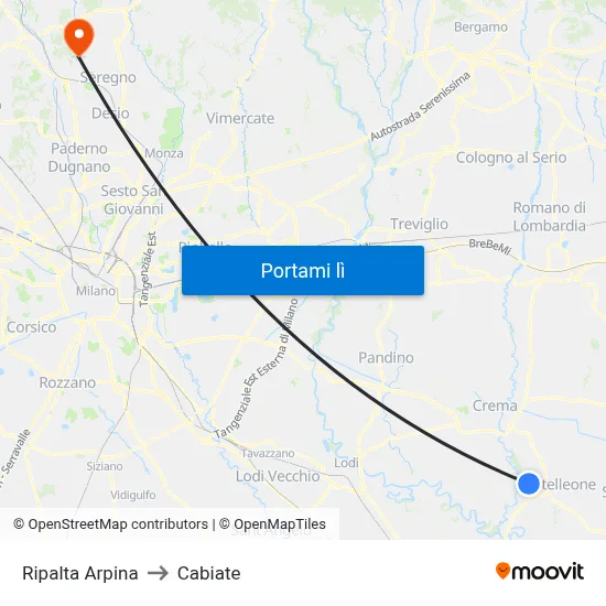 Ripalta Arpina to Cabiate map
