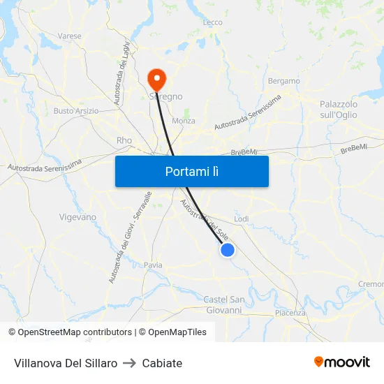 Villanova Del Sillaro to Cabiate map