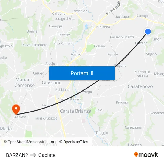 BARZAN? to Cabiate map