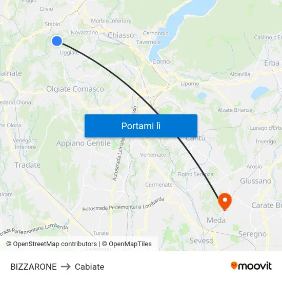 BIZZARONE to Cabiate map