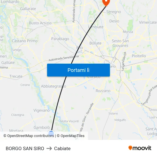 BORGO SAN SIRO to Cabiate map
