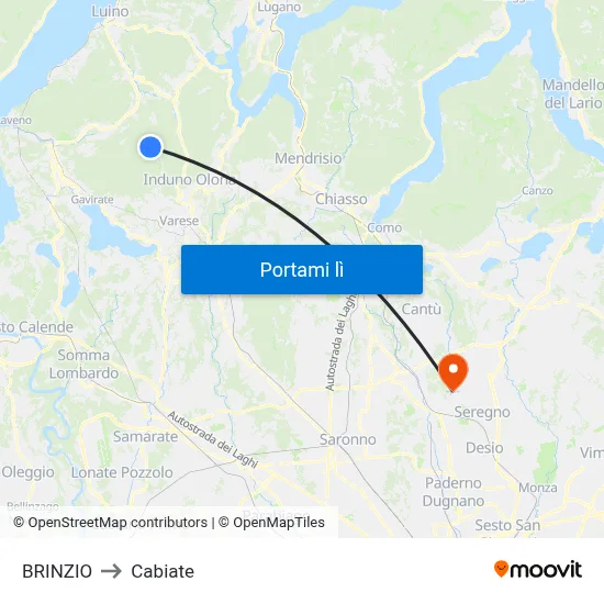 BRINZIO to Cabiate map