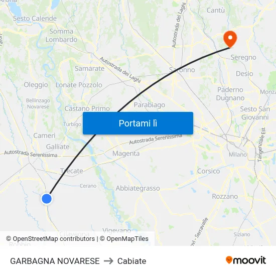 GARBAGNA NOVARESE to Cabiate map
