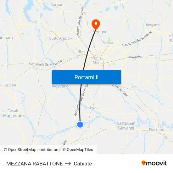 MEZZANA RABATTONE to Cabiate map