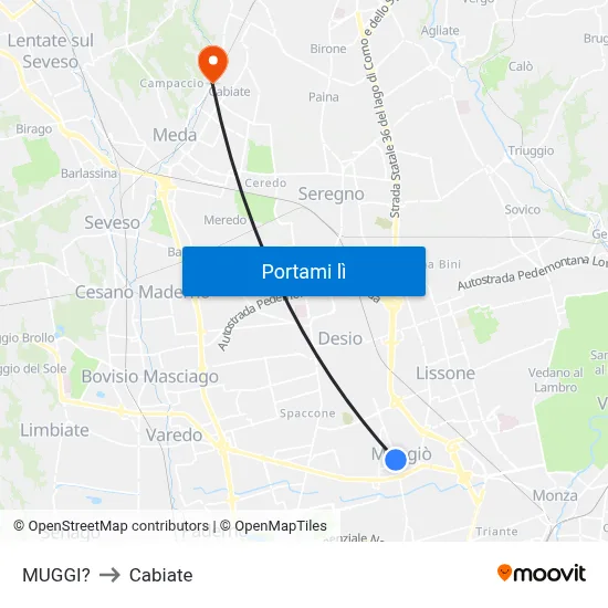 MUGGI? to Cabiate map