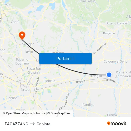 PAGAZZANO to Cabiate map