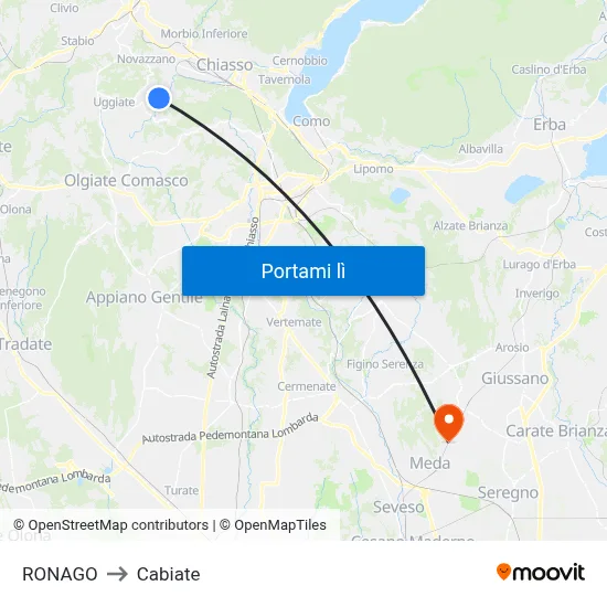 RONAGO to Cabiate map