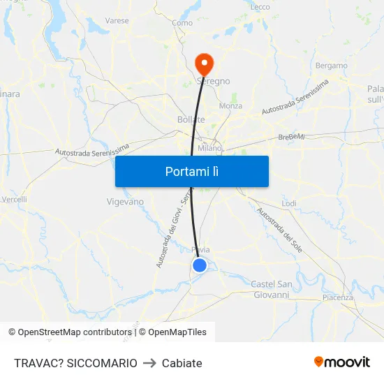 TRAVAC? SICCOMARIO to Cabiate map