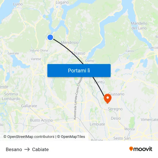 Besano to Cabiate map