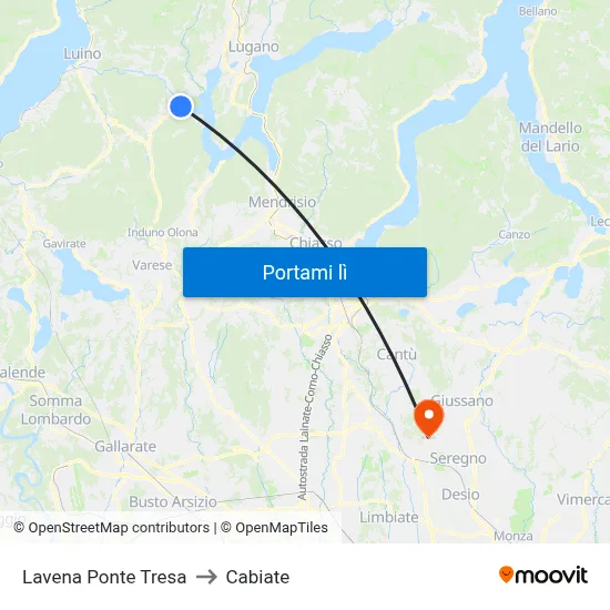 Lavena Ponte Tresa to Cabiate map