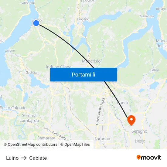 Luino to Cabiate map