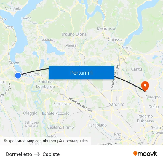 Dormelletto to Cabiate map
