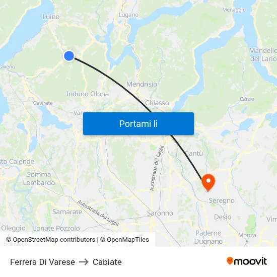 Ferrera Di Varese to Cabiate map