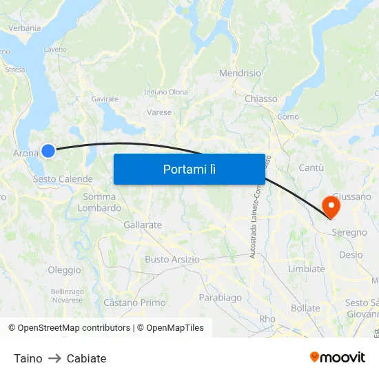 Taino to Cabiate map