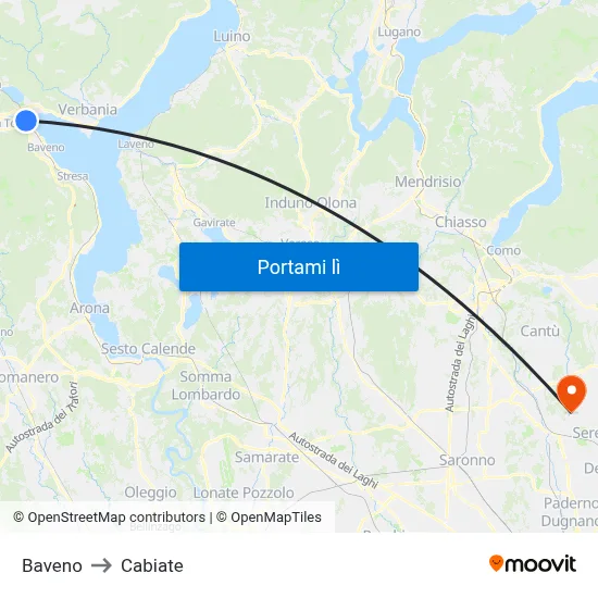 Baveno to Cabiate map