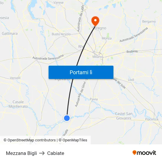 Mezzana Bigli to Cabiate map