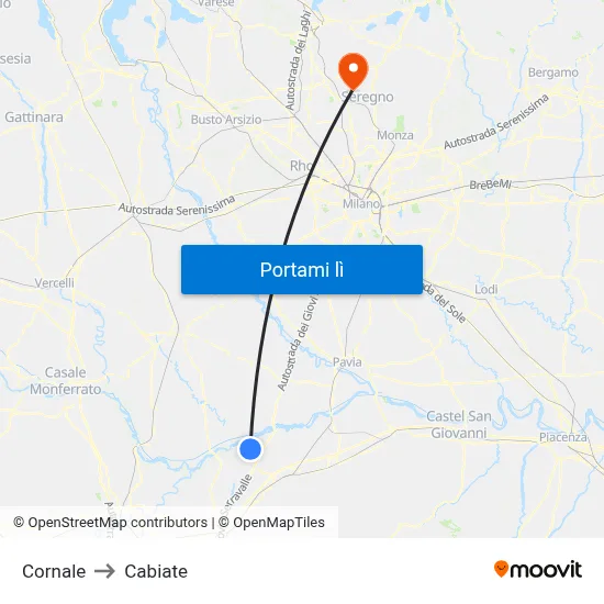 Cornale to Cabiate map