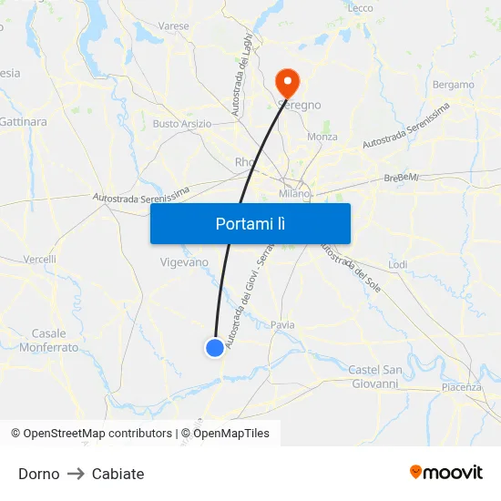Dorno to Cabiate map