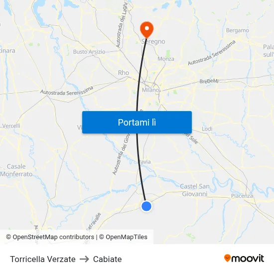 Torricella Verzate to Cabiate map