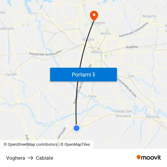 Voghera to Cabiate map
