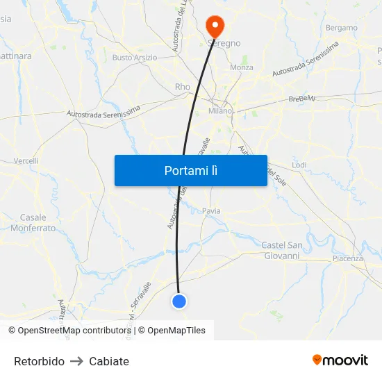 Retorbido to Cabiate map
