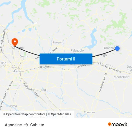 Agnosine to Cabiate map