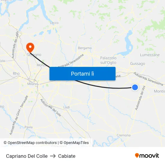 Capriano Del Colle to Cabiate map