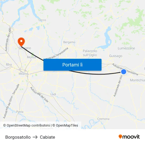 Borgosatollo to Cabiate map