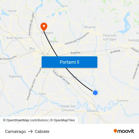 Camairago to Cabiate map