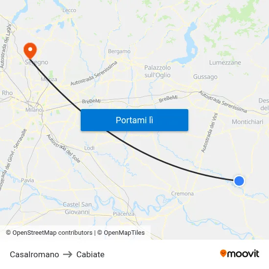 Casalromano to Cabiate map