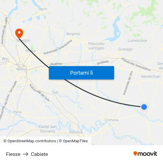Fiesse to Cabiate map