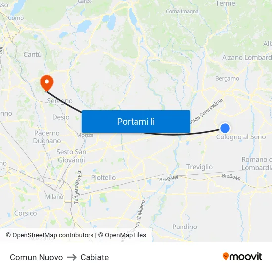 Comun Nuovo to Cabiate map