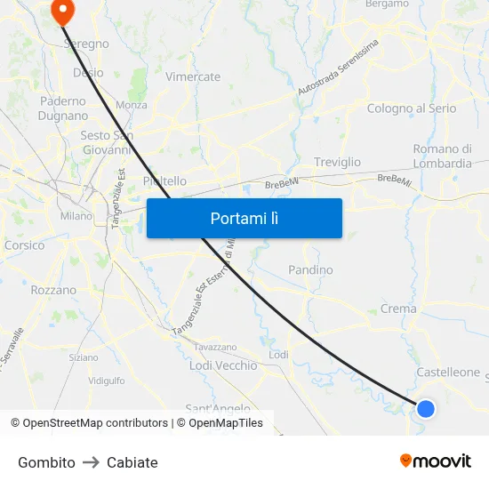Gombito to Cabiate map