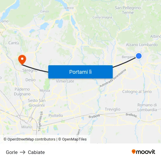 Gorle to Cabiate map