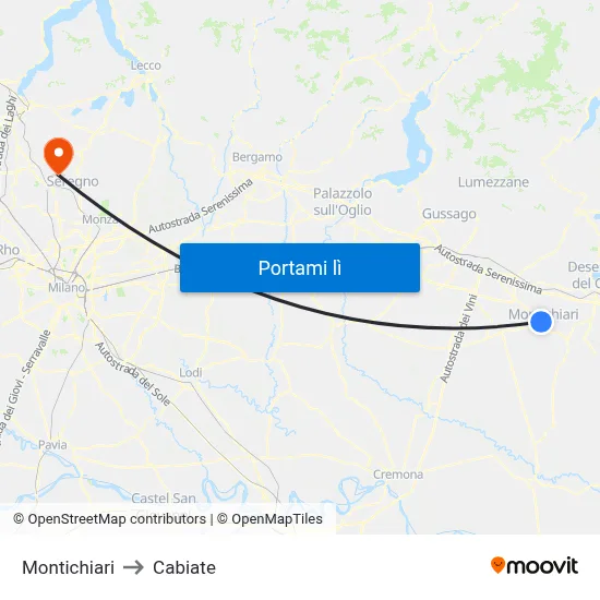 Montichiari to Cabiate map