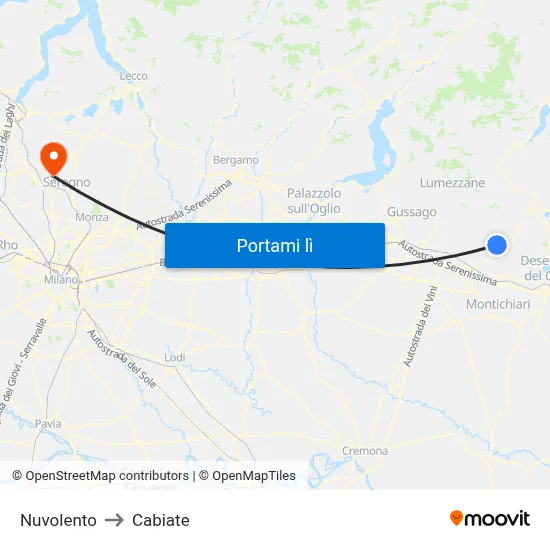 Nuvolento to Cabiate map