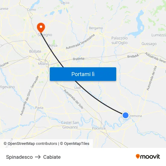 Spinadesco to Cabiate map