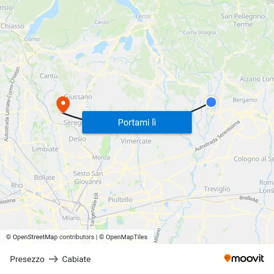 Presezzo to Cabiate map