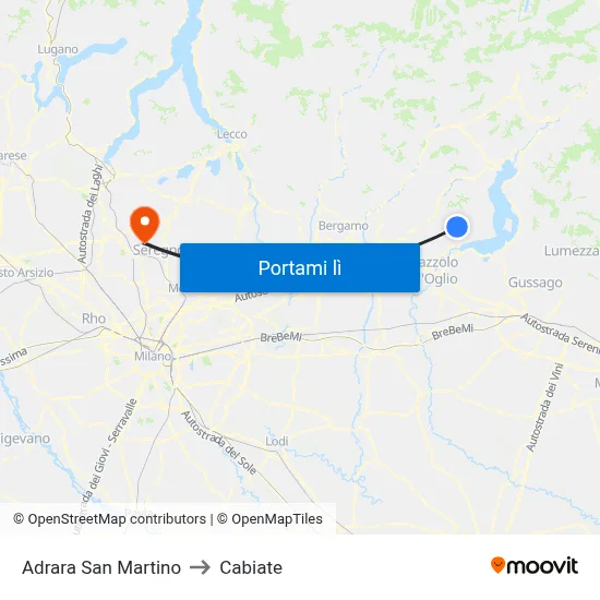 Adrara San Martino to Cabiate map