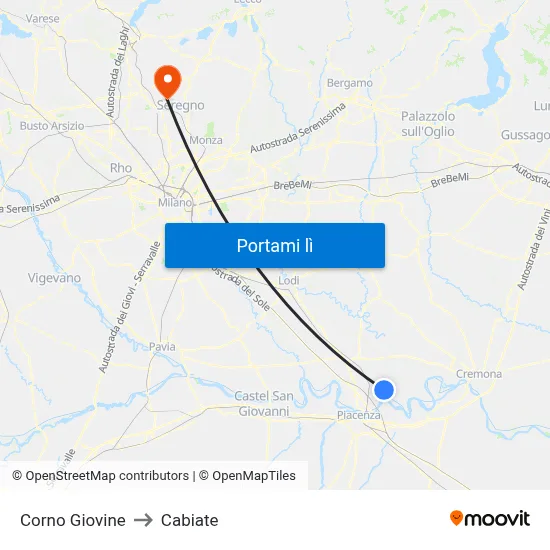 Corno Giovine to Cabiate map