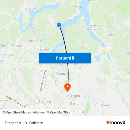 Dizzasco to Cabiate map