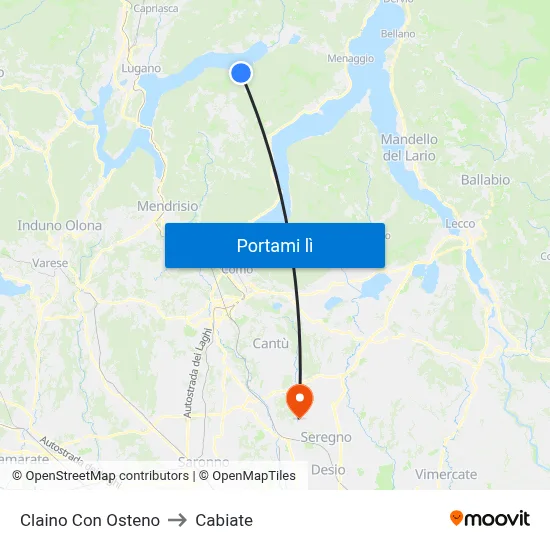Claino Con Osteno to Cabiate map
