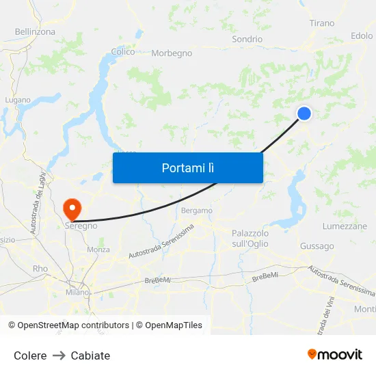 Colere to Cabiate map
