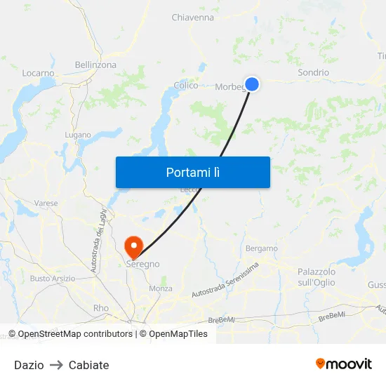 Dazio to Cabiate map