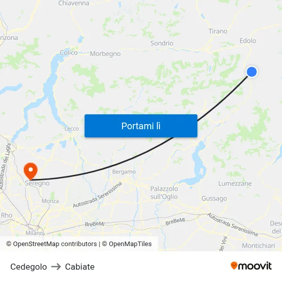 Cedegolo to Cabiate map