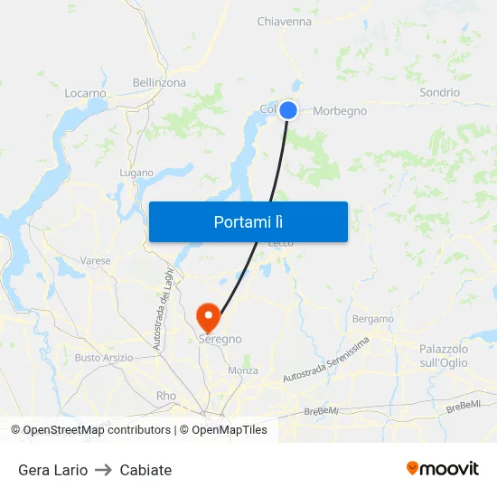 Gera Lario to Cabiate map