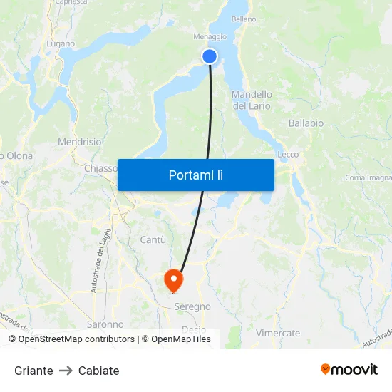 Griante to Cabiate map