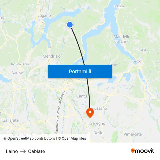 Laino to Cabiate map